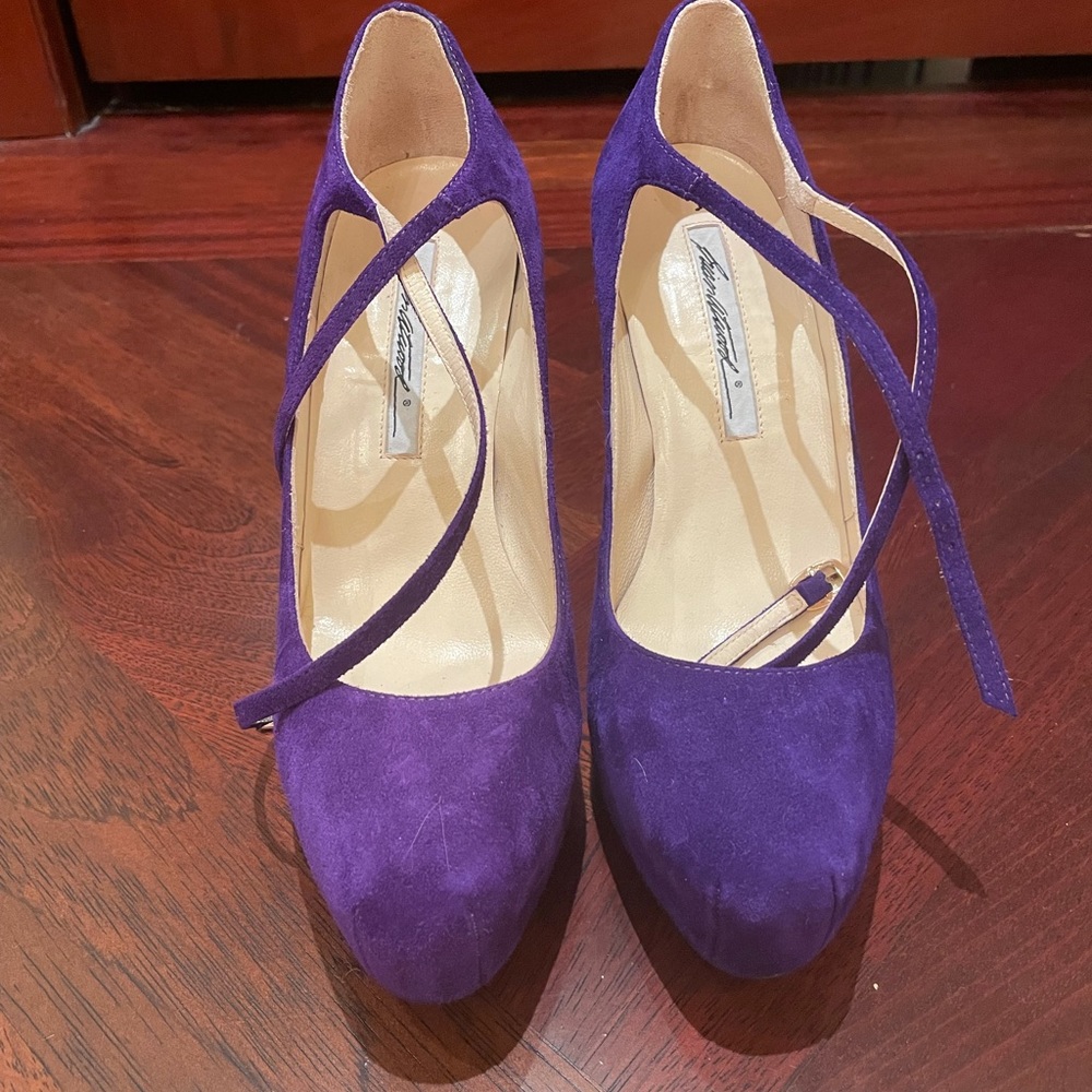 Brian Atwood purple suede high heels